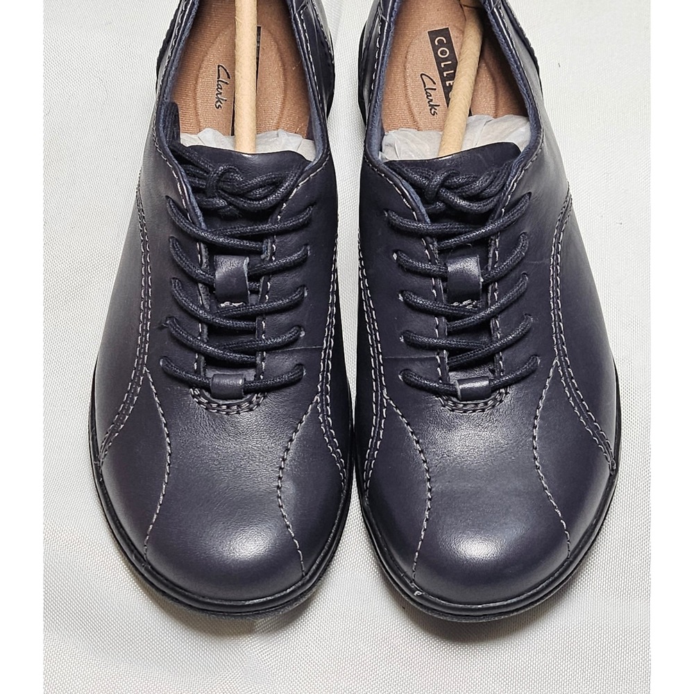 Clarks Collection Navy‎ Blue Leather Lace Up Oxford Shoes Women Size 5.5 US